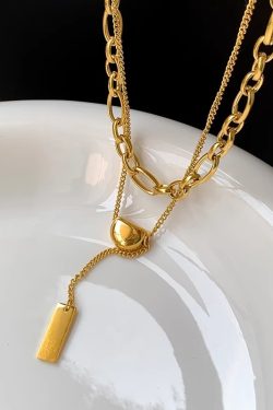 Double-Layer Stacked Necklace - Minimalist Choker in Exaggerated Trendy Style for Chic Fashion Lovers