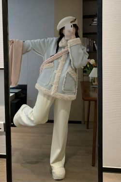Double-Sided Suede Blue Shearling Warm Fur Coat for Women - Early Spring Fashion, Thick Layered Design, Cozy Outerwear