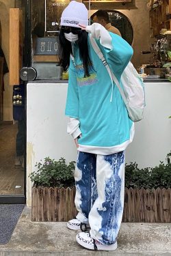 Double-Sided Wear Oversized Loose Fake Two-Piece Embroidered T-Shirt for Couples - Street Style Japan & South Korea Inspired