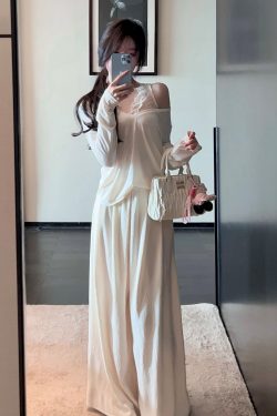 Draped Velvet White Wide-Leg Pants for Women, Slimming High-Waist Floor-Length Casual Trousers, 2025 Spring Fashion