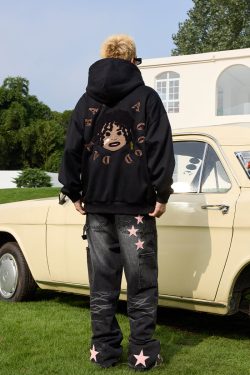 Dreadlocked Black Kids Embroidered Plush Hoodie - Hip-Hop Street Style Fashion, Trendy Urban Wear