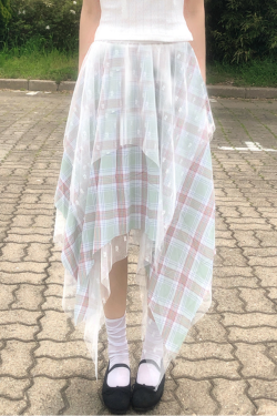 Dreamy Retro Lace Spliced Irregular A-Line Skirt - Romantic Summer Fashion Essential, Perfect for Y2K and Bohemian Styles