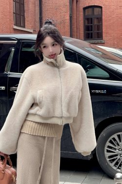 Eco-Friendly Mink Fur Coat for Women - Short Thick Warm Jacket with Stand Collar - Winter Fashion Essential