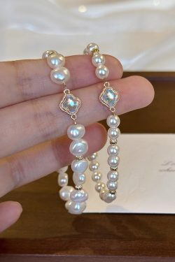 Elegant Baroque Pearl Bracelet for Women - High-End Four-Leaf Clover Design, Classy French Style Jewelry Accessory