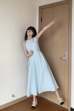 Elegant Blue Spaghetti Strap Dress - French Style, Sweet & Sexy for Date Nights, Perfect for 90s & Y2K Inspired Fashion