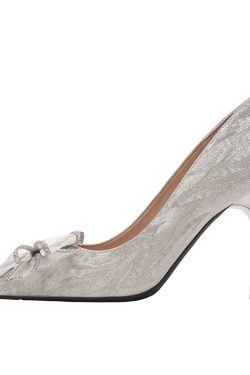 Elegant Butterfly Knot Crystal High Heels for Women, Sequined Pointed Toe Bridal Shoes, Thin Heel Unique Design