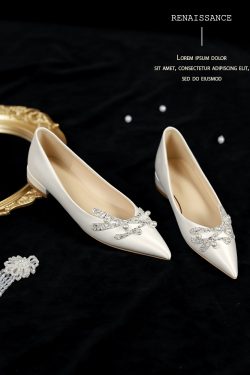 Elegant Flat Wedding Shoes for Brides - French Style Low-Heeled Loafers, Comfortable Everyday Wear, Chic Niche Design