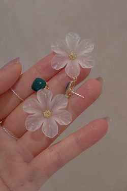 Elegant Frosted Transparent Flower Earrings for Women - Super Fairy Sweet Studs, 2025 New Trendy Jewelry