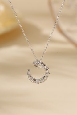 Elegant Full Diamond Snake-Shaped Pure Silver Necklace for Women - Blue and White Porcelain Clavicle Chain, Light Luxury Design
