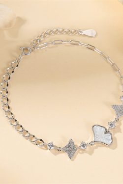 Elegant Ginkgo Leaf S925 Pure Silver Bracelet and Women's Lapel Pin Set, Exquisite Handcrafted Jewelry, Nature-Inspired Accessory