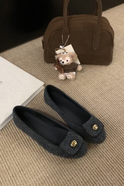 Elegant Gray Round-Toe Mary Jane Flats for Women – Chic 2025 Style, High-Grade Comfort, Vintage-Inspired Grandma Shoes
