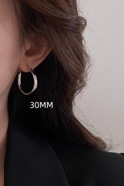 Elegant Large Glossy Hoop Earrings for Women - Simple Stud Design, Chic Parisian Style, Timeless Fashion Accessory