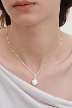 Elegant Minimalist White Mother-of-Pearl Pendant Necklace - High-End Versatile French Collarbone Chain for Commuter Style