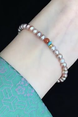 Elegant Powder Purple Pearl Necklace - High-End Retro Chinese Style Neck Chain and Bracelet for Women