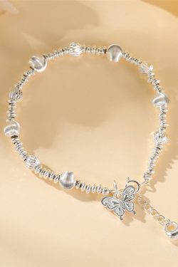 Elegant S925 Pure Silver Butterfly Bracelet for Women, High-End Exquisite Bead Design, Perfect for Classy Occasions and Everyday Wear