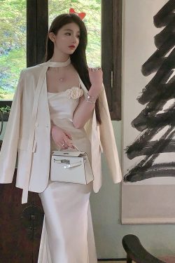 Elegant Satin White Slip Dress - Summer High-Quality Bodycon Skirt with Long Slim Fit for a Chic, Effortless Look