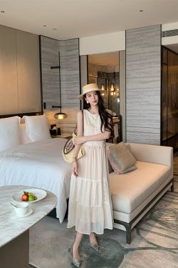 Elegant Sleeveless Long French Heavy Knit Dress for Women - Summer 90s Inspired Casual Style