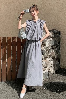 Elegant Summer Slimming Top and Skirt Set - Age-Reducing May Day OOTD with Socialite Charm
