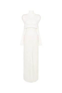 Elegant Temperament Detachable Shawl Imitation Cashmere Knitted Base Dress for Autumn Winter, Chic 90s Inspired Fashion