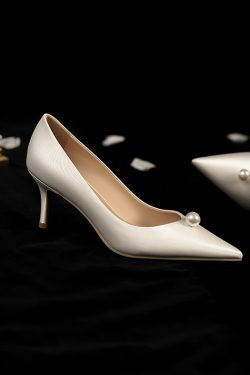 Elegant White Satin Bridal Wedding Dress Shoes - Comfortable High Heels for Women, 2025 New Style, Luxury Design