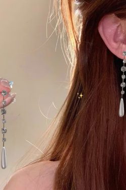 Elegant Zircon Pearl Water Drop Tassel Earrings - High-End Light Luxury Face-Slimming Ear Pendants for Women