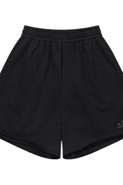Embroidered Distressed Vintage Heavyweight Short Sweatpants for Men - Casual 90s Style Clean Fit