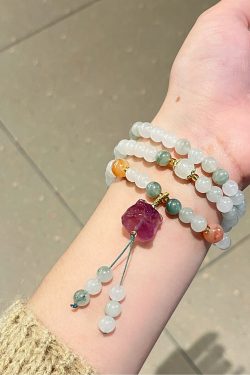 Ethnic Style Tianshan Jade Stone Bracelet for Women, Artistic Lucky Cat Two-in-One Necklace, Light Luxury Fashion Accessory