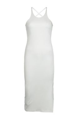 European and American Women's Backless Halter Neck Dress with Split, Adjustable Cross Straps, and Mid-Length Skirt - Sexy Leisure Style