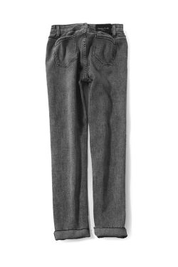 European Style Autumn Frayed Ankle Jeans for Women - Versatile Washed Slim Fit in Cement Gray