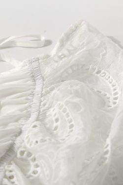 European Summer Lined V-Neck Hollow Embroidered Asymmetrical Pleated Camisole & Dress Two-Piece Set - Stylish 90s Inspired Look