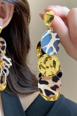 Exaggerated Leopard Print Round Tassel Earrings - Retro Long Sexy Ear Accessories for a Bold Statement Look