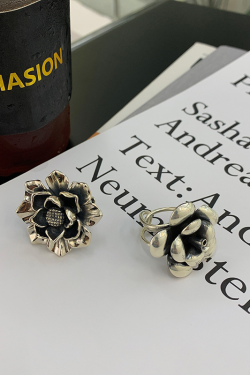 Exaggerated Silver Flower Ring - Peony Bloom Open Ring, Vintage 2025 Retro Minimalist Trendy Atmospheric Jewelry