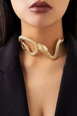 Exaggerated Snake-Shaped Clavicle Chain Necklace – Bold Metal Choker for Women, European & American Fashion Statement Jewelry