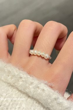Exquisite Broken Silver Pearl Ring for Women - 2025 Niche Design, Light Luxury, Versatile Pure Silver Index Finger Jewelry