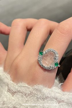 Exquisite Diamond-Inlaid Imitation Jadeite Buddha Ring for Women - Lightweight Luxury High-End Design for 2025