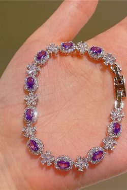 Exquisite French-Style Heavy Purple Zirconia Bracelet for Women - Versatile, Luxurious Design with Purple Crystals and Stylish Strap