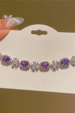 Exquisite French-Style Heavy Purple Zirconia Bracelet for Women - Versatile, Luxurious Design with Purple Crystals and Stylish Strap