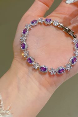 Exquisite French-Style Heavy Purple Zirconia Bracelet for Women - Versatile, Luxurious Design with Purple Crystals and Stylish Strap