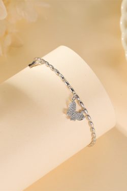 Exquisite High-End Pure Silver Butterfly Bracelet Women's Lapel Pin - Classy Jewelry for Elegant Occasions