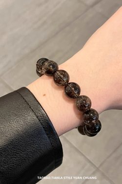 Exquisite Light Luxury Natural Tea Crystal Bracelet for Women - High-End Design, Perfect Gift for Girlfriend, Showcases Fair Skin