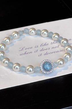 Exquisite Natural Aquamarine Pearl Bracelet - Classy French Design, High-End Elegance, Perfect for Special Occasions