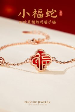 Exquisite Red Agate Four-Leaf Clover Bracelet for Women - Zodiac Year of the Snake Light Luxury Jewelry 2024