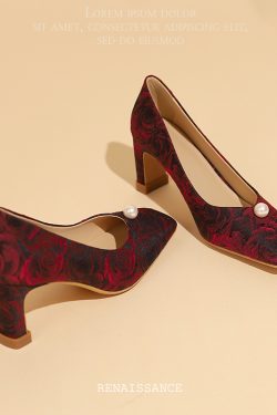 Exquisite Vintage Embroidered High Heels for Weddings, Elegant Coarse Heel Qipao Shoes, Comfortable High-End Mother Shoes
