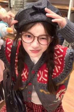 Fair Isle Christmas Cardigan for Women - Loose Knit Snowman Jacquard Sweater Coat, Cozy Autumn & Winter Lazy Style Top