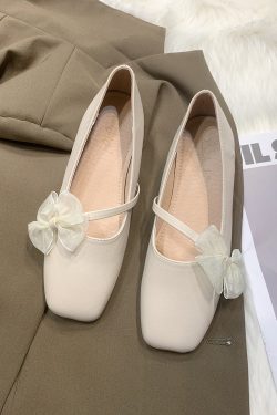 Fairy Aura Flat Shoes for Women - Autumn Lace-Up Shallow Mouth Square Toe Soft Sole Granny Doudou Shoes - Stylish and Comfortable