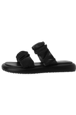 Fairy-Style Flat Sandals for Women - Silk One-Strap Genuine Leather Thick-Soled Slip-On Summer Slippers