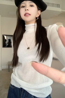 Fitted Purple Sweater with Pile Collar, Women's High-Neck Knitted Top for Autumn/Winter, Sweet and Spicy Fashion Essential