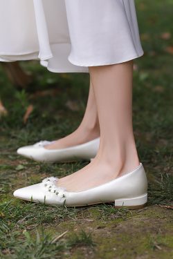 Flat Wedding Shoes with Forest-Style Floral Design, Low-Heeled Fairy Shoes for Brides & Bridesmaids, Plus Size for Everyday Wear