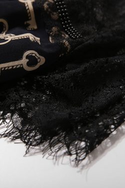 Floral Lace Splicing Slim Dress with Key Pattern - Round Neck, Beaded Details, Summer Fashion, European Style