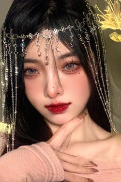 Floral Tassel Forehead Hairpin - Vintage Fairy Water Droplet Headpiece for Hanfu Ancient Style, Trendy Hair Accessory